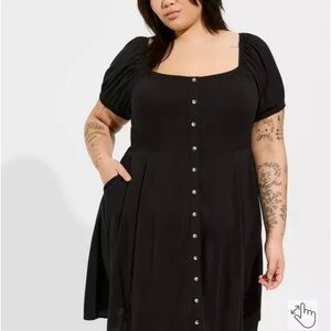 Torrid Black Button Skater Mini Dress